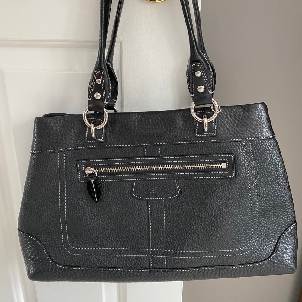 Coach Penelope Satchel, black pebble leather